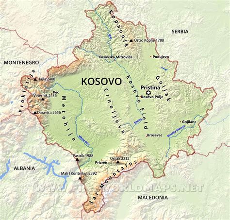 Kosovo Physical Map