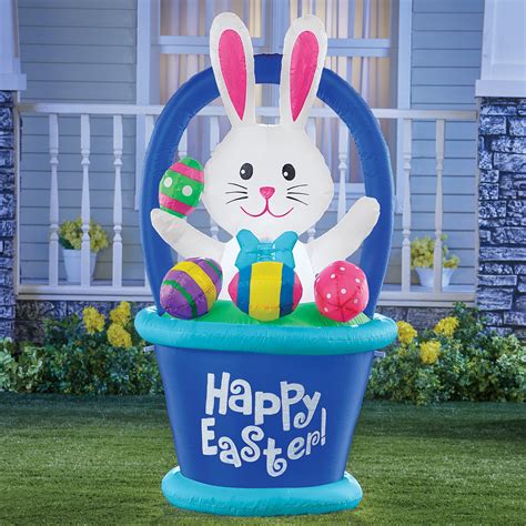 Collections Etc Inflatable Easter Bunny Basket Yard Decoration - Walmart.com - Walmart.com