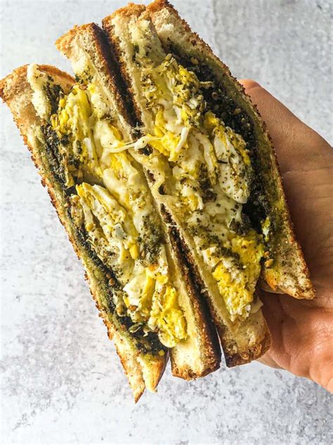 TasteGreatFoodie - Zaatar and Grilled Cheese Sandwich with Fried Eggs