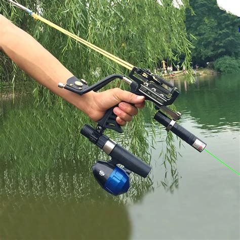 Powerful Laser Slingshot Black Red Hunting slingshot Fishing Catapult Fishing Bow Outdoor ...