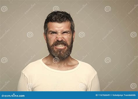 Hipster with angry face. stock image. Image of grey - 116766649