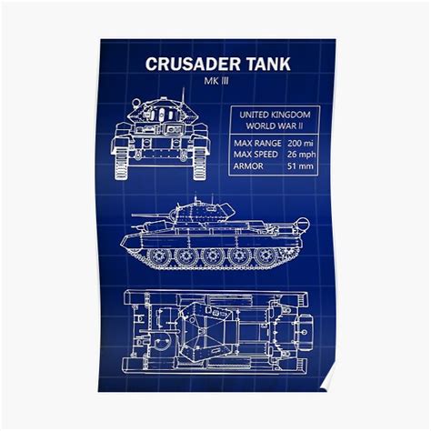 "Crusader Tank Mk III Blueprint World War 2" Poster by KrisSidDesigns | Redbubble