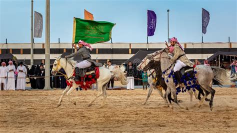 Saudi Arab Horse Riders on Traditional Desert - Safari Festival in ...