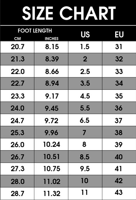 Size chart NEW