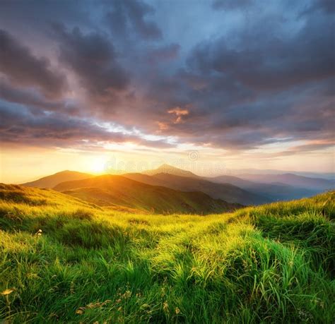 Mountain Valley during Sunrise Stock Photo - Image of forest, morning ...