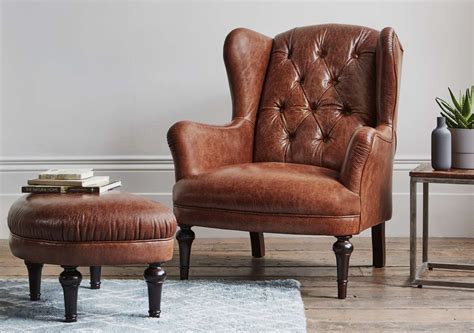 Southwood Leather Footstool | Leather accent chair, Leather wing chair ...