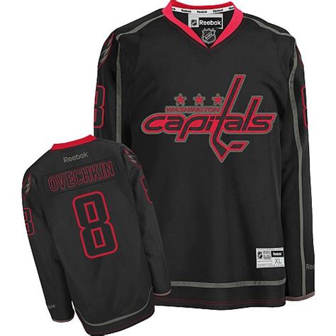 Washington Capitals ＃8 Men's Alex Ovechkin Reebok Authentic Black Ice ...