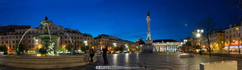 Photo of Rossio square at night. Rossio and around, Lisbon, Portugal