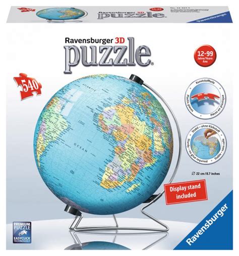 3D Puzzleball World Globe 540 Piece from Ravensburger