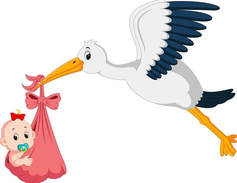 stork with baby cartoon 7915672 Vector Art at Vecteezy