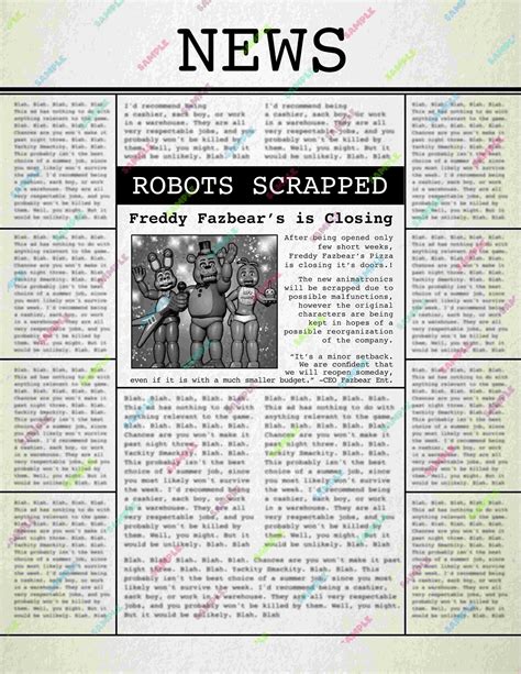 FNAF Newspaper Clippings / Classified - Etsy Canada