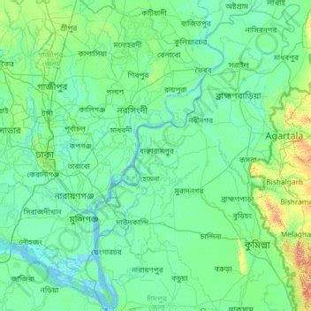 Meghna River topographic map, elevation, terrain