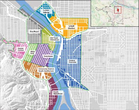 A map of the Portland Metropolitan area and the Portland Central City ...