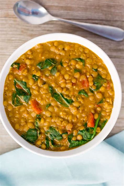 Instant Pot Lentil Dal with Tomatoes and Spinach