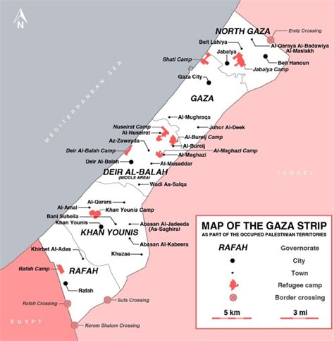 Map of the Gaza Strip and its Five Governorates. Source: Mapsland 2023 ...