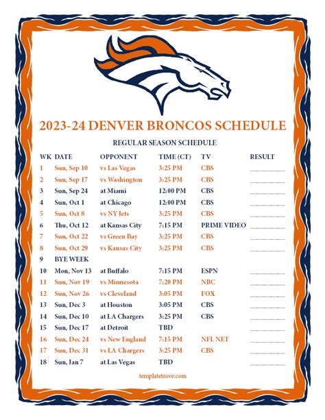 Printable Denver Bronco Schedule 2024 - jolie carte