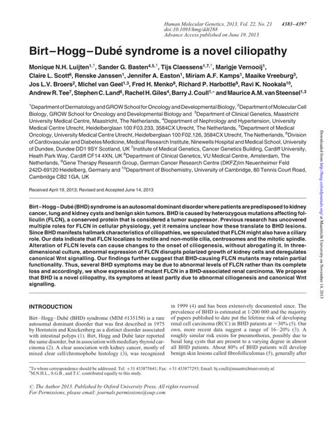 (PDF) Birt-Hogg-Dube syndrome is a novel ciliopathy