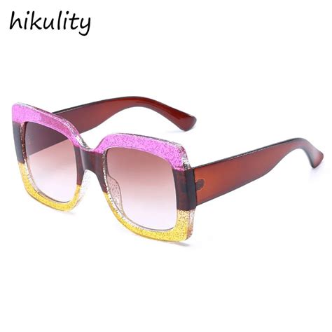 Vintage Square Luxury Shiny Sunglasses Women Retro Ladies Shades Green Green Pink Sun Glasses ...