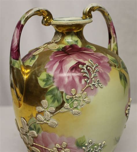 Bargain John's Antiques | Antique porcelain Nippon Hand Painted Moriage Double Handled Vase ...