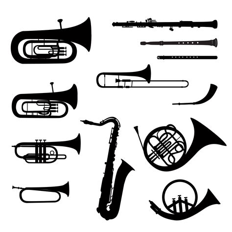 Music instruments set. Brass musical instrument silhouettes 524142 Vector Art at Vecteezy