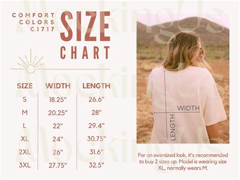 Oversized Comfort Colors Size Chart Comfort Color C1717 Size Chart ...