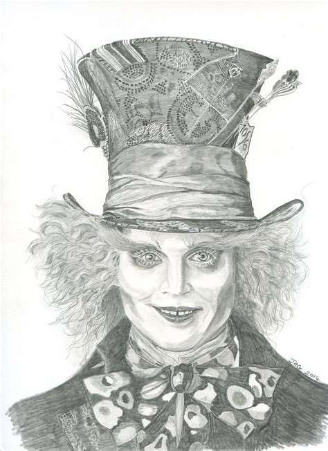 Mad Hatter actor Johnny Depp pencil drawing | Alice in wonderland drawings, Drawings, Black and ...