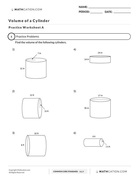 Volume Of A Cylinder Worksheet With Answers