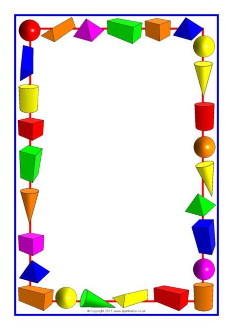 3D Shapes A4 Page Borders (SB6435) | Clip art borders, Shapes worksheets, Page borders