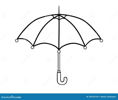 Open Umbrella - Linear Vector Illustration For Coloring. Umbrella Side View - Logo Or Icon ...