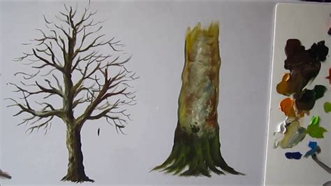 How to paint a tree trunk lesson 3 - YouTube