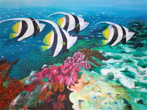 Fishes and Coral Reefs- Original Acrylic Painting For Sale