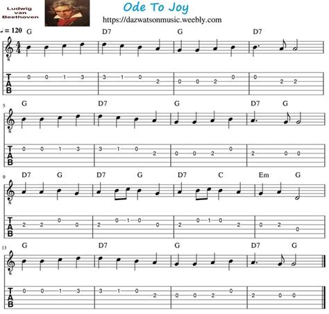 Ode To Joy Easy Guitar Taby