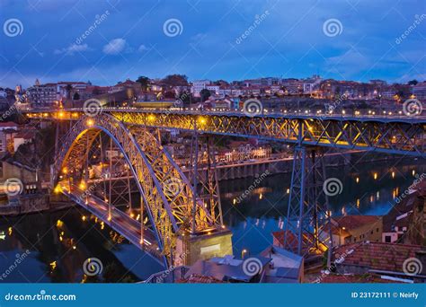 Old Town of Porto at Night, Portugal Stock Image - Image of night ...