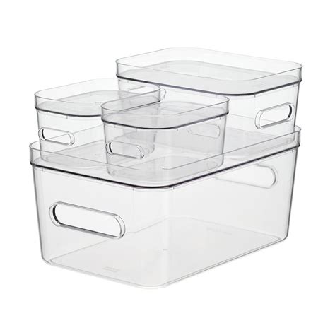 Smart Store Clear Compact Plastic Bins 4-Pack with Clear Lids | The Container Store