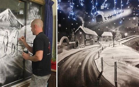 Artist Creates Magical Winter Scenes On Windows Using Snow Spray http ...