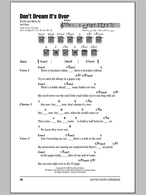 Don't Dream It's Over by Crowded House - Guitar Chords/Lyrics - Guitar Instructor