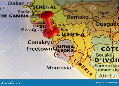 Pinned Map Freetown, Sierra Leone Stock Photo - Image of copy, capitol: 89015656