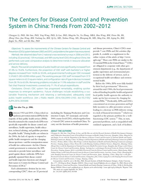 (PDF) The Centers for Disease Control and Prevention System in China ...