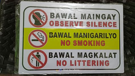 Bawal Maingay, Manigarilyo, Magkalat Signage A4 Size PVC (Hard Plastic ...