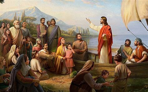 Jesus Preaching, sea, Christ, boat, Jesus, preach, people HD wallpaper ...