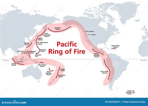 Pacific Ring Of Fire, Rim Of Fire, World Map With Ocean Trenches Cartoon Vector | CartoonDealer ...