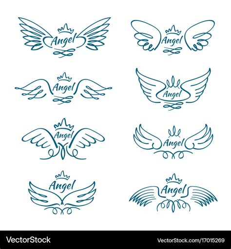 Elegant angel flying wings hand drawn wing tattoo Vector Image