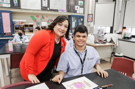 Board of Education President Iliana Chevres Visits J. Christian Bollwage Finance Academy