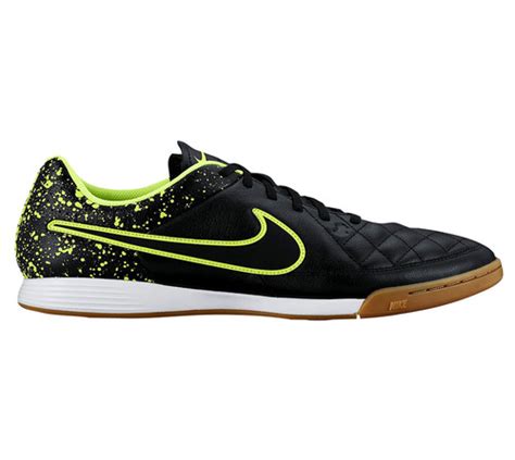 NIKE TIEMPO GENIO LEATHER IC BLACK/VOLT indoor soccer shoes - Soccer Plus