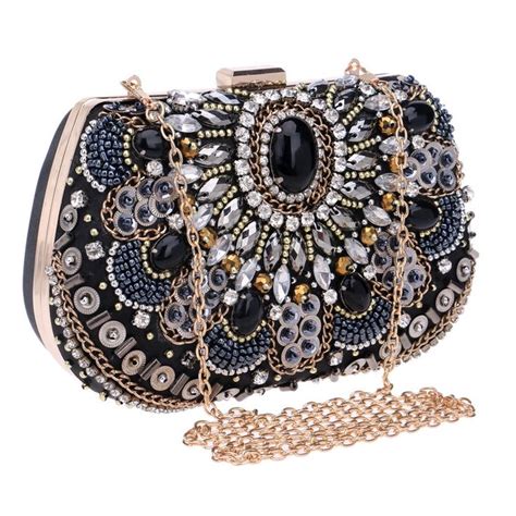 Evening Clutch Bags Black Diamond Beaded – Luxy Moon | Beaded clutch bag, Women's clutches ...