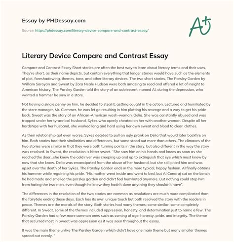 Literary Device Compare and Contrast Essay - PHDessay.com