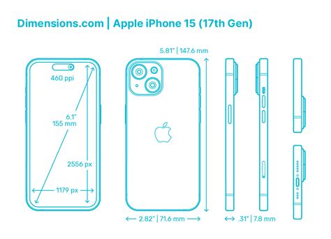 Apple iPhone 15 Pro Max (17th Gen) Dimensions & Drawings | Dimensions.com