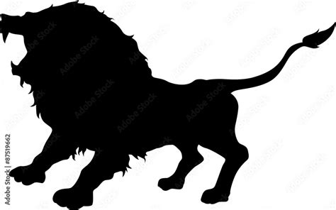 Lion Roaring silhouette Stock Vector | Adobe Stock