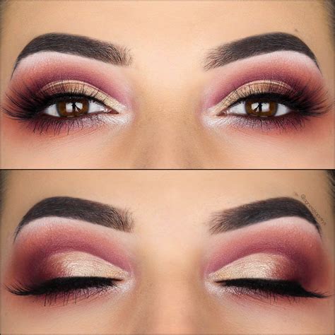 burgundy makeup, eyemakeup rose gold , sexy, perfect brows cutcrease @agnieszkapietrys Maroon ...