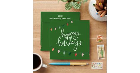 Employee Gift Card Holidays Add Logo Lights Green Envelope | Zazzle